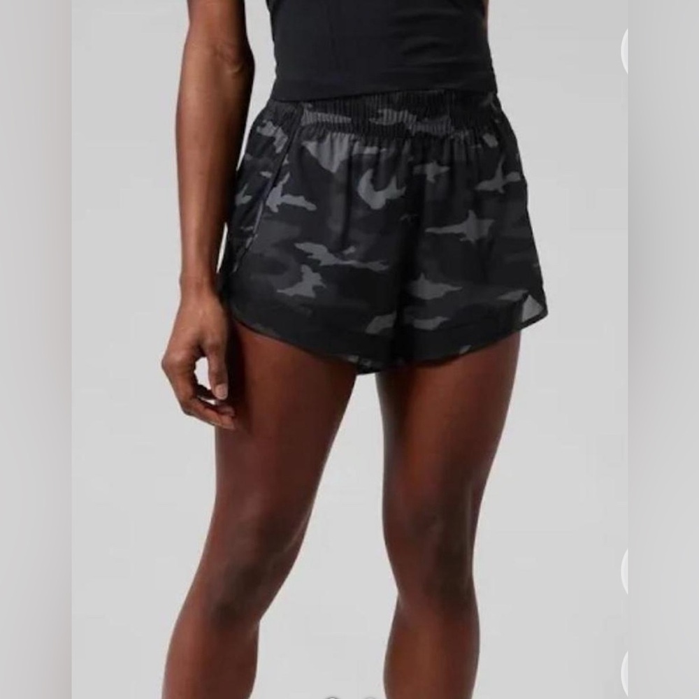 Athleta Camouflage Racer Run Shorts